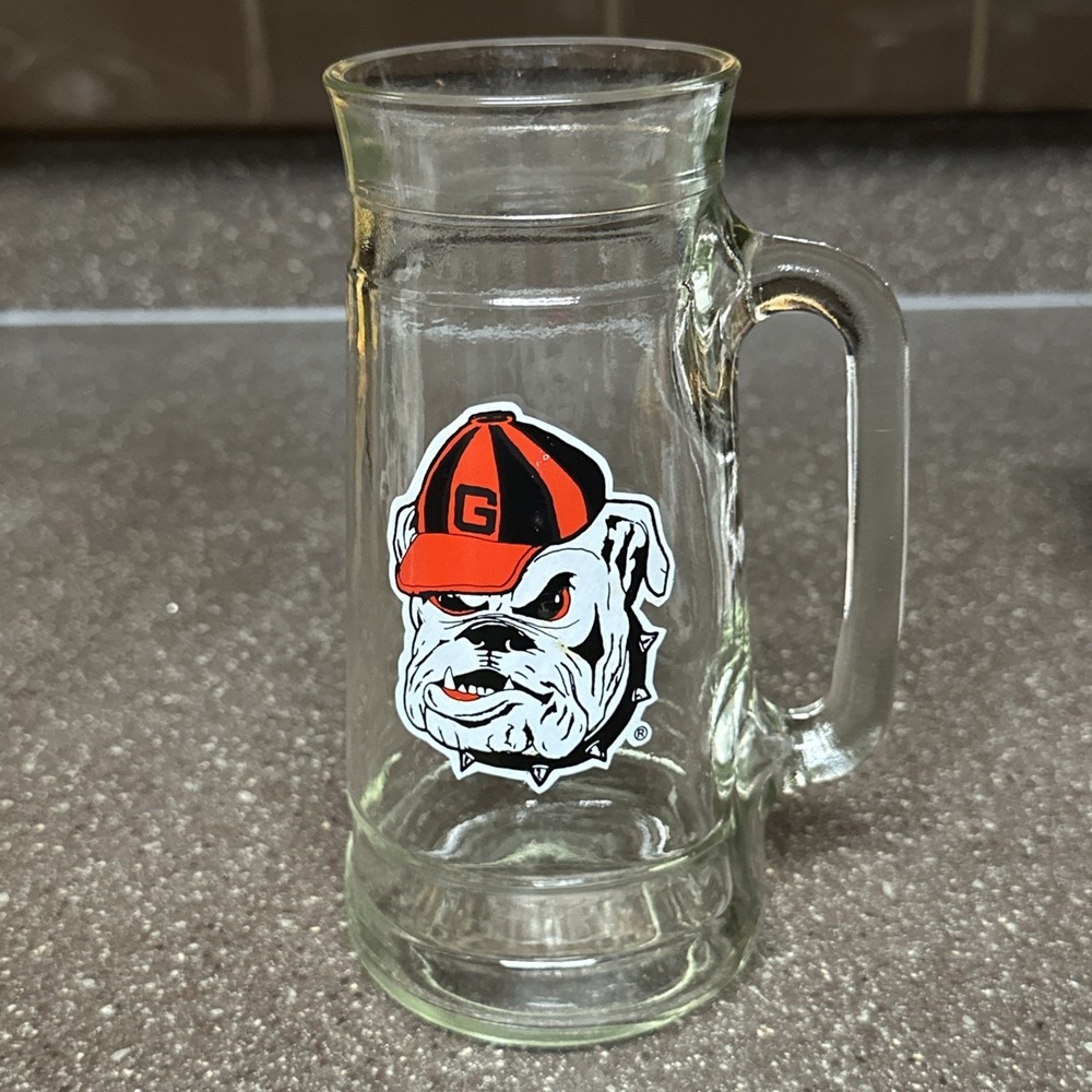 University of Georgia Bulldogs 7" Beer Mug Glass Stein UGA Logo Barware Man Cave - Picture 1 of 9